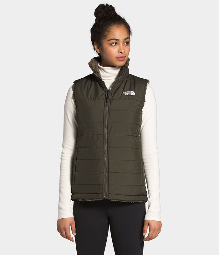 The North Face Womens Vests Mossbud Insulated Reversible 305ZMGHTB - Dark Green